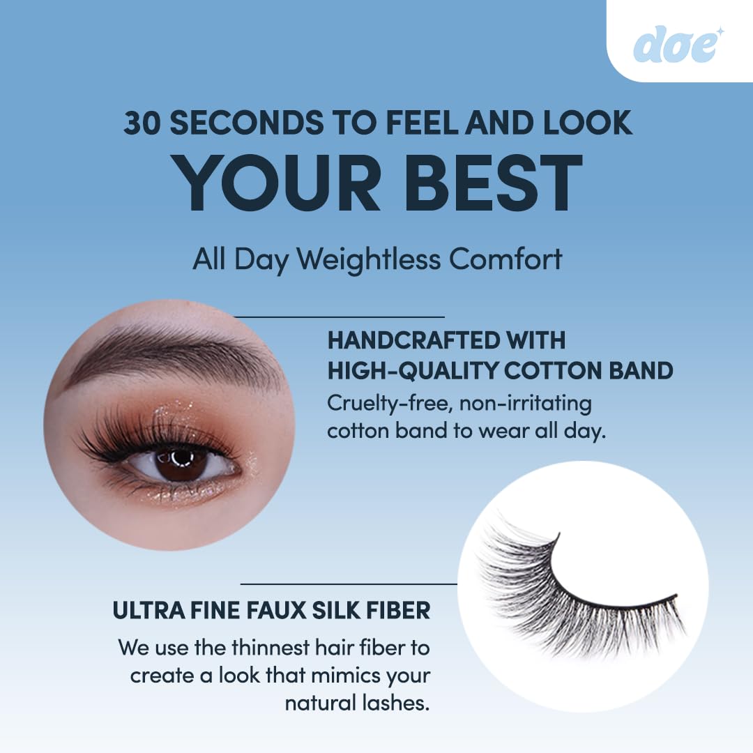 Fuccboi Repellent - Reusable 15 Wears, Fluffy Looking Vegan False Lashes, Handmade from Korean Silk. Lightweight Cruelty Free Eyelash with Volume - 1 Beauty & Personal Care Doe Lashes