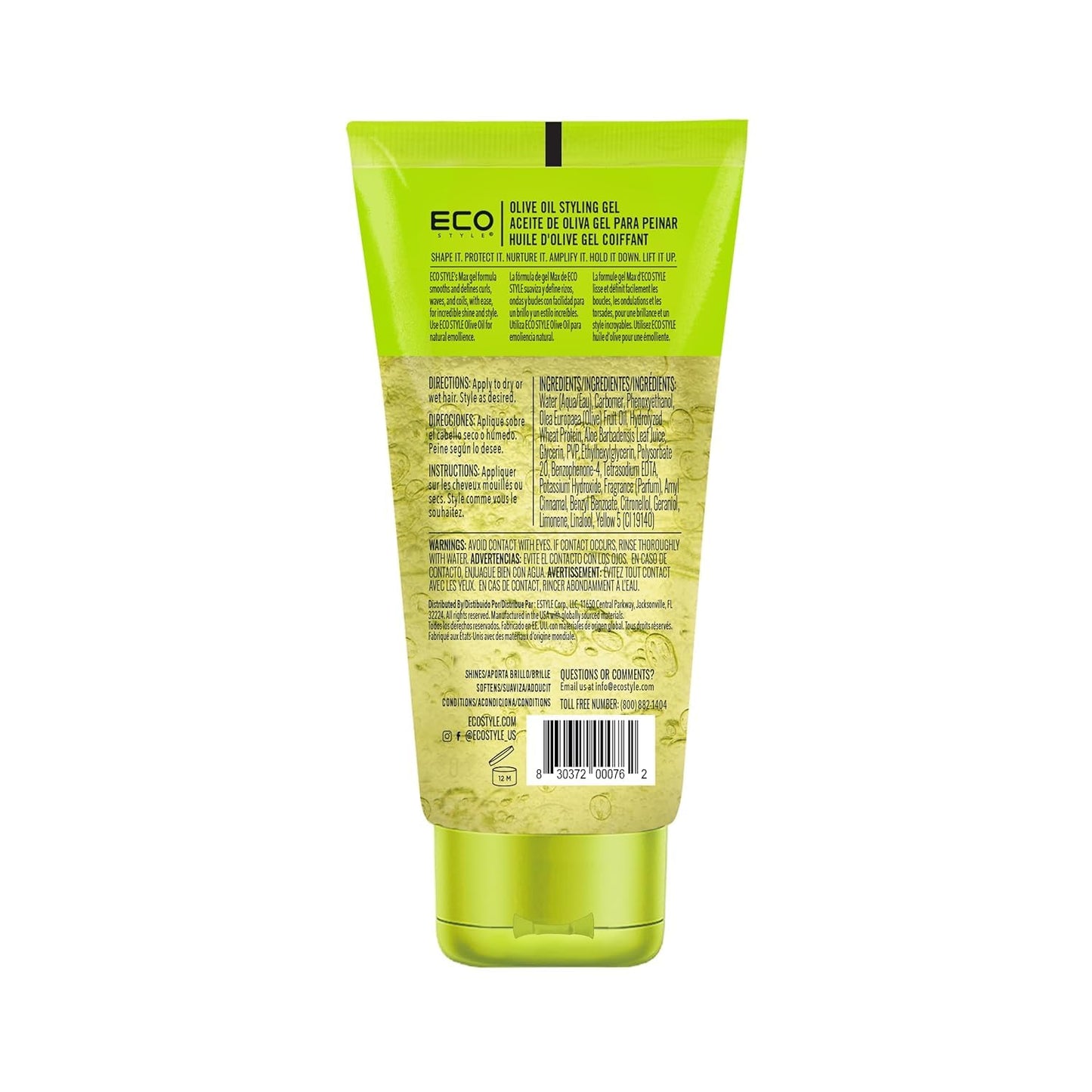 Eco Style Olive Oil Hair Gel 2 oz - Travel Size Maximum Hold Styling Gel for Smooth, Shiny, and Moisturized Hair, Perfect for On-the-Go Grooming Beauty and Personal Care Eco Style