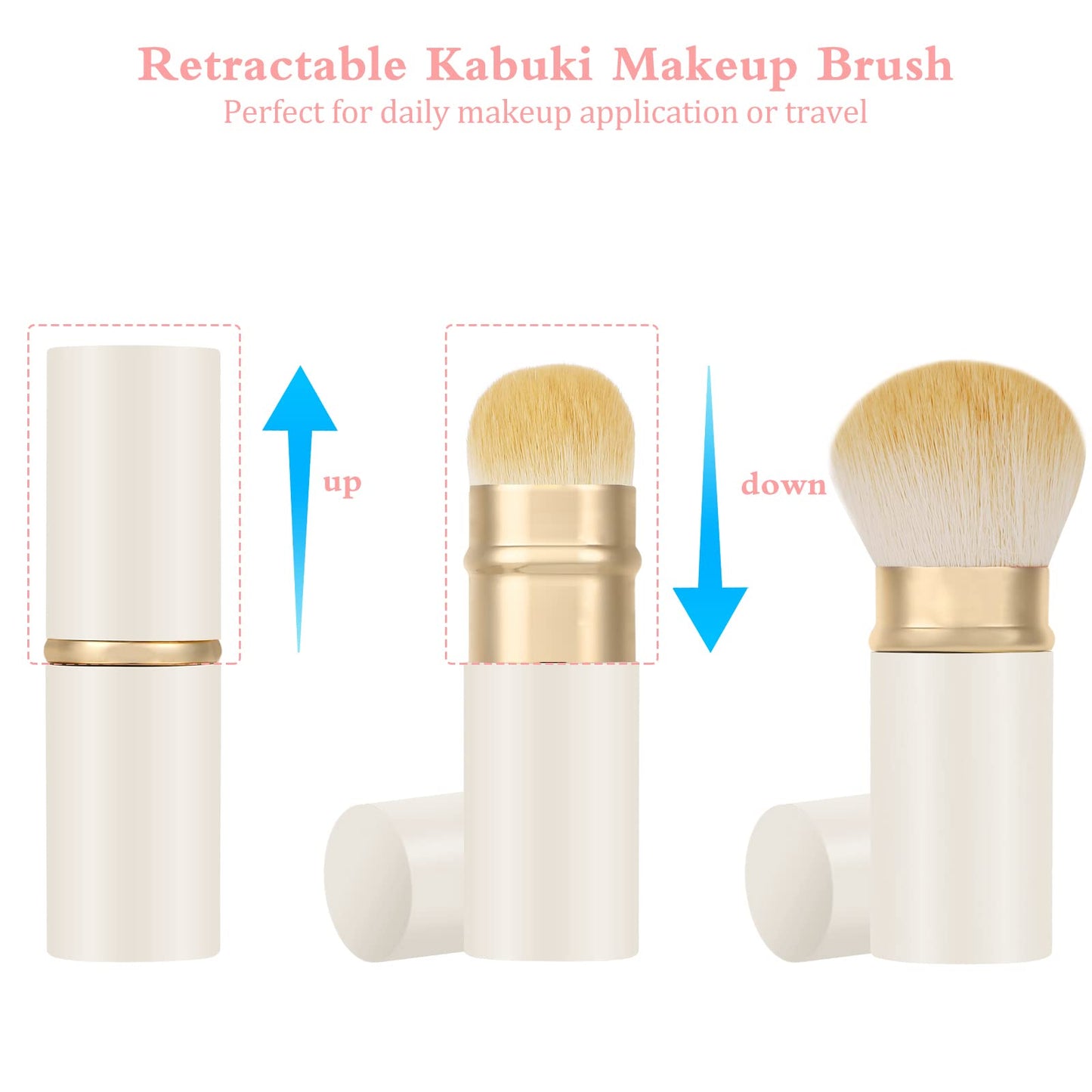 Falliny Retractable Kabuki Makeup Brush, Travel Face Blush Brush, Portable Powder Foundation Sunscreen Brush with Cover for Blush, Bronzer, Buffing Beauty & Personal Care Falliny