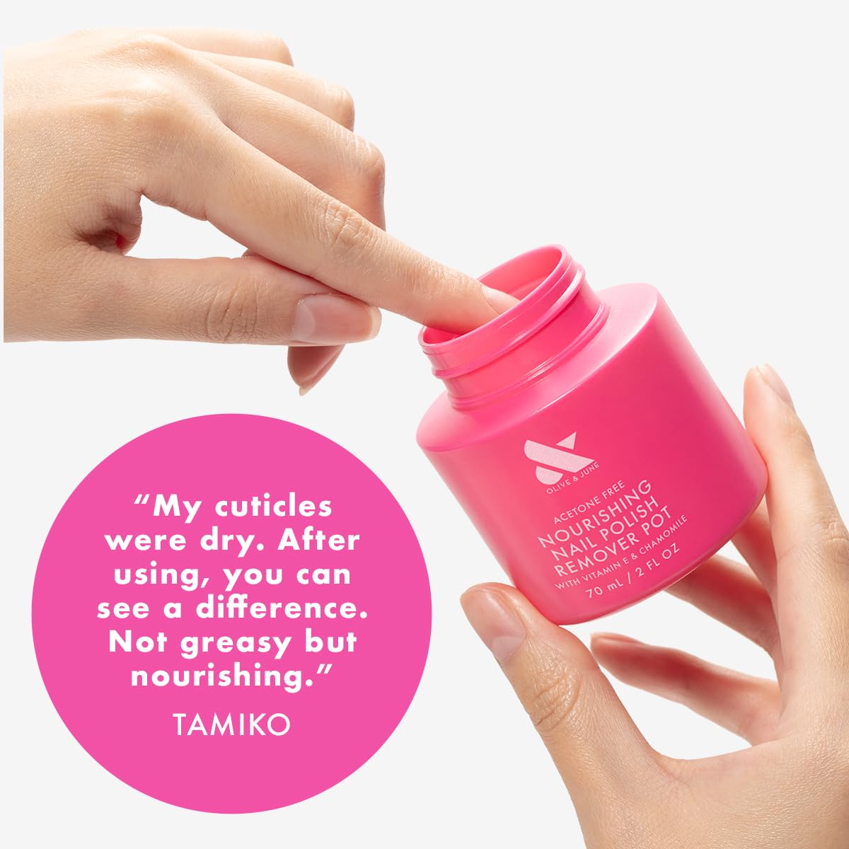 Olive & June Nourishing Remover Pot | Non Acetone | No-Mess Nail Polish Removal For Hands & Feet | Vitamin E & Chamomile | Acetone - Free Super Fast