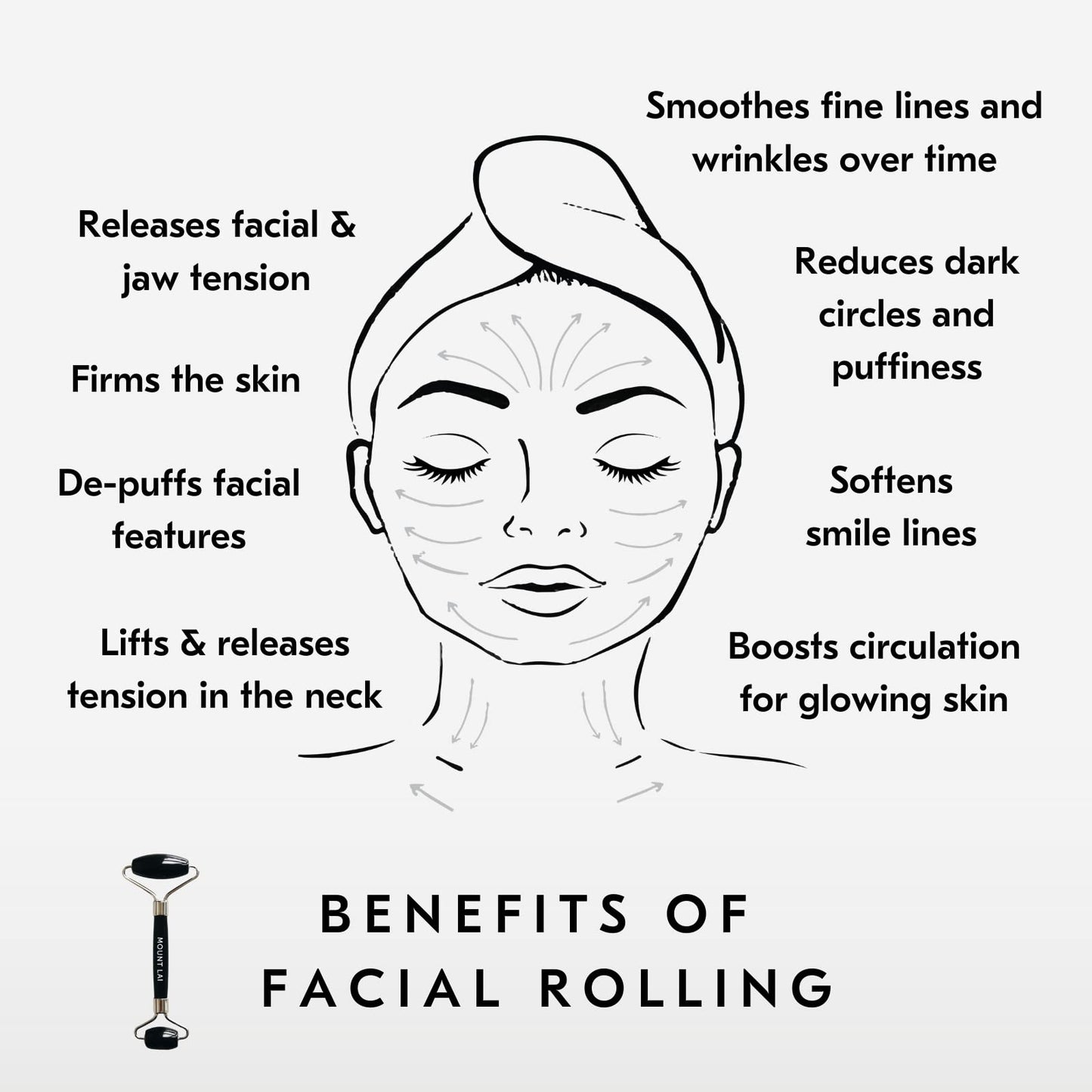 Mount Lai Warming Black Obsidian Facial Roller - The Stone of Clarity, Detoxifying Face Roller Tool for Purified Skin, Relaxation & Improved Beauty & Personal Care Mount Lai