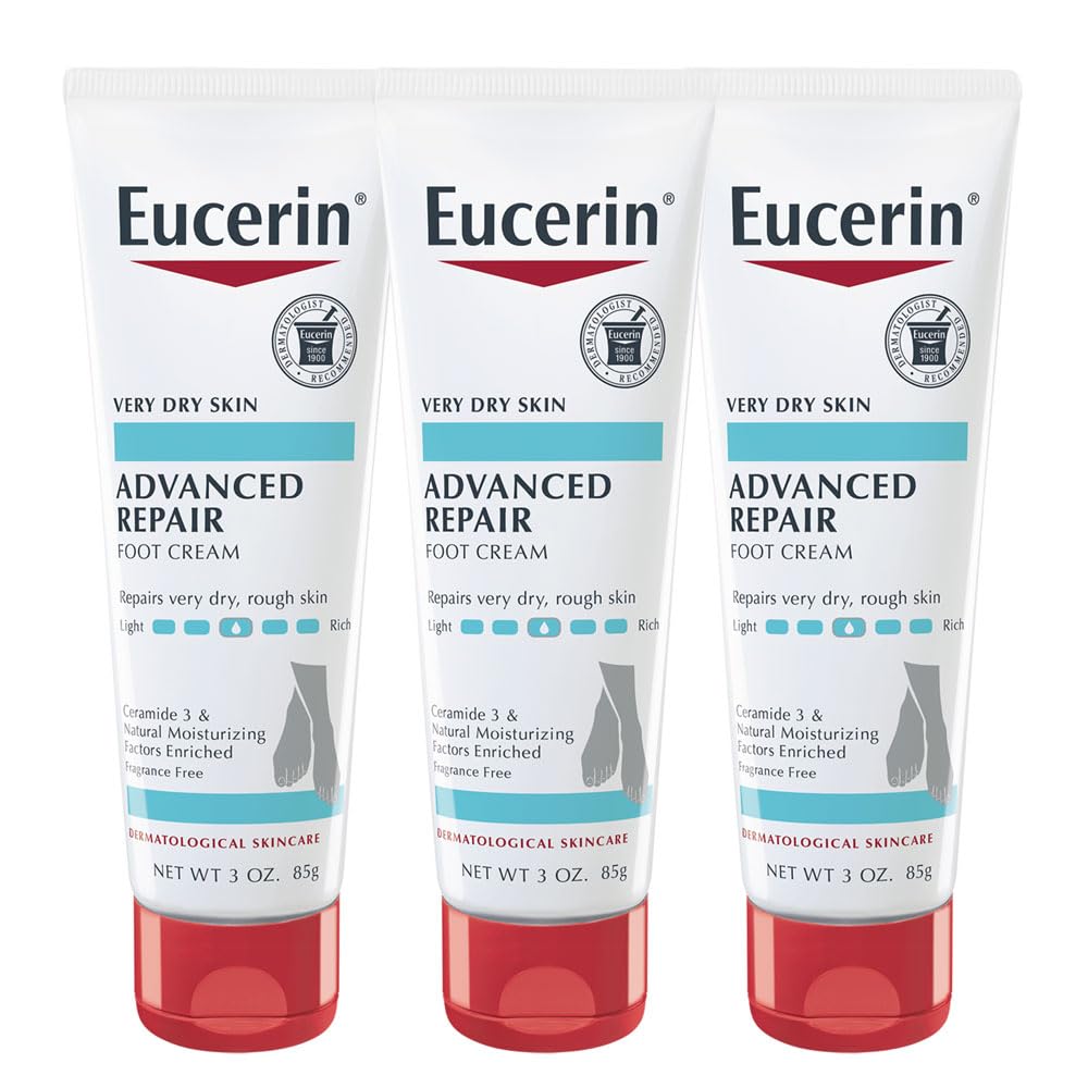 Eucerin Advanced Repair Foot Cream for Dry Feet and Heels, Repairs Very Dry, Rough Skin, Fragrance Free, Non Greasy, Fast Absorbing, Travel Size Beauty & Personal Care Eucerin