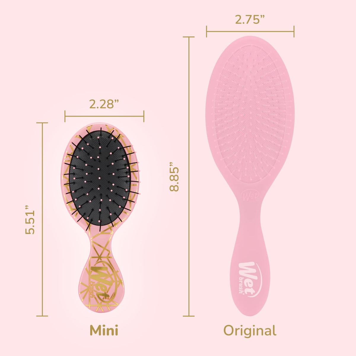 Wet Brush Mini Detangler Hair Brush - Peach Geo, Detangling Travel Hairbrush, Ultra-Soft IntelliFlex Bristles Glide Through Tangles with Ease,