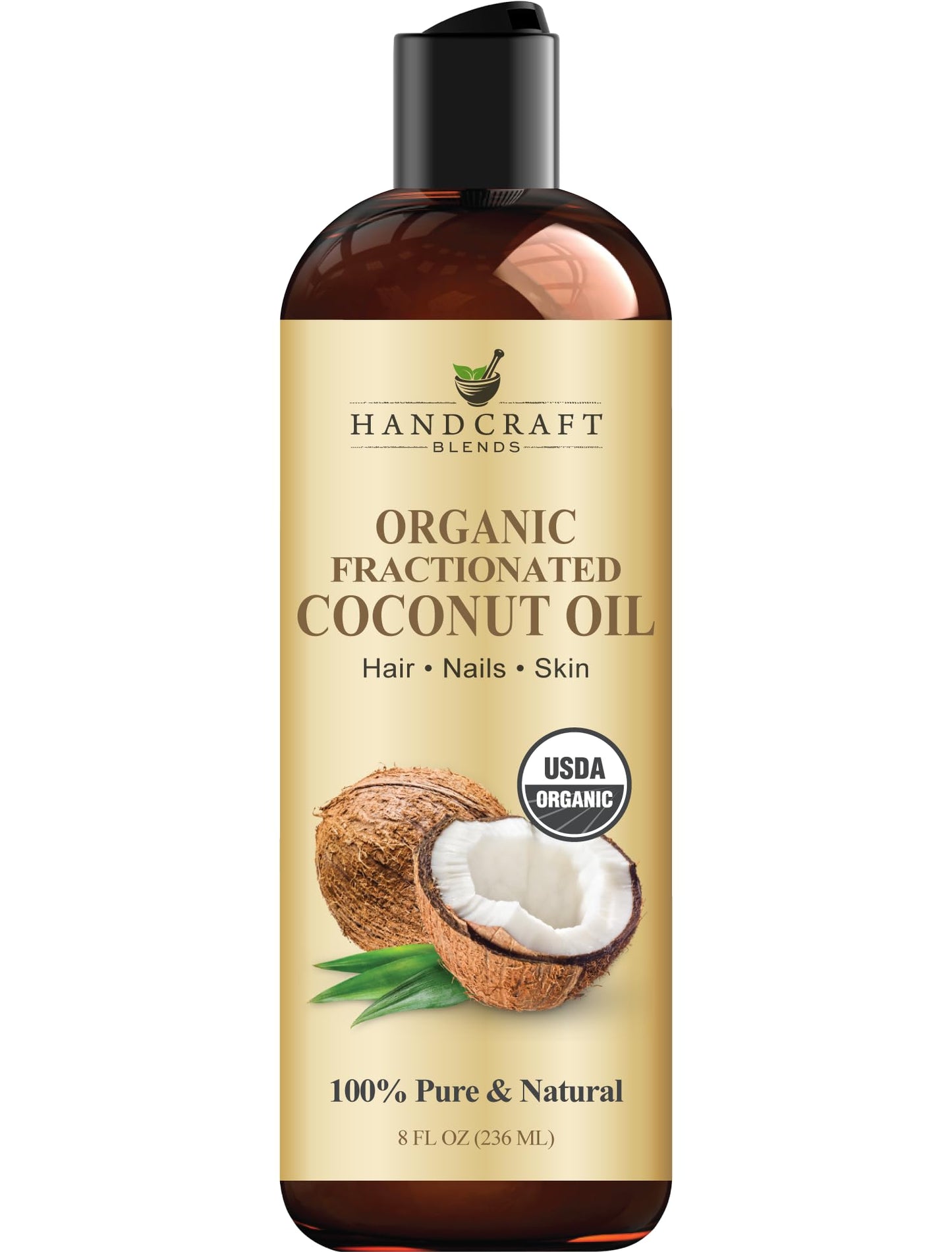 Handcraft Blends Organic Fractionated Coconut Oil - 100% Pure and Natural - Bath & Body Oil - Premium Grade Carrier Oil - Skin - Hair - Body - Massage Beauty and Personal Care Handcraft Blends