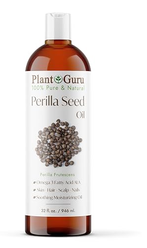 Plant Guru Perilla Seed Oil 32 fl. oz. Cold Pressed 100% Pure & Natural Carrier - Ideal for Skin, Face, Body, and Hair Moisturizer. Great for DIY Beauty & Personal Care Plant Guru