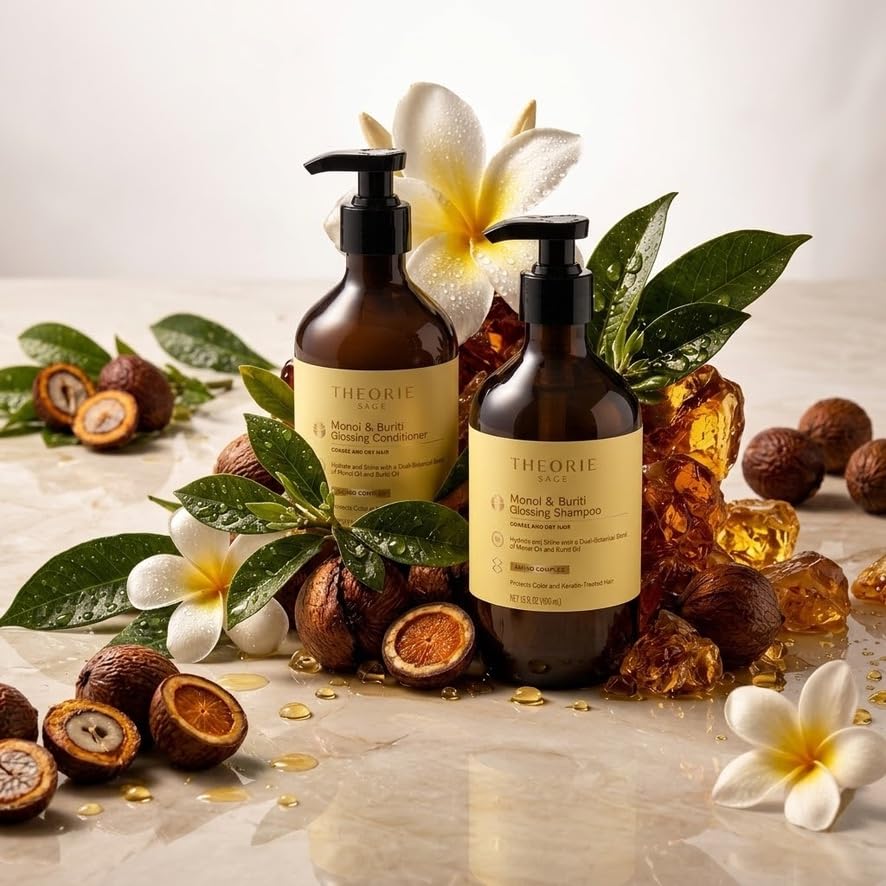 THEORIE 400 mL Shampoo & Conditioner Collection (THEORIE Sage Collection Hair Care Sets (Monoi & Buriti 400mL Shampoo & Conditioner Set)) Beauty & Personal Care Theorie