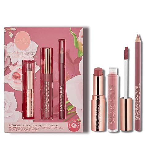 Rachel Couture Complete Lip Kit | Includes Lipstick, Lip Liner & Lip Gloss | Vegan & Cruelty Free | Infused with Rose Extract - Nude Beauty & Personal Care Rachel Couture