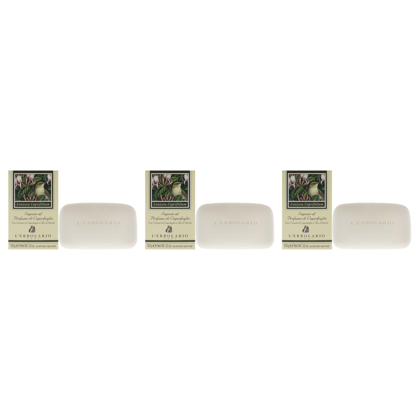 Perfumed Soap - Honeysuckle - Pack of 3 by LErbolario for Unisex - 3.5 oz Soap Beauty & Personal Care L'Erbolario