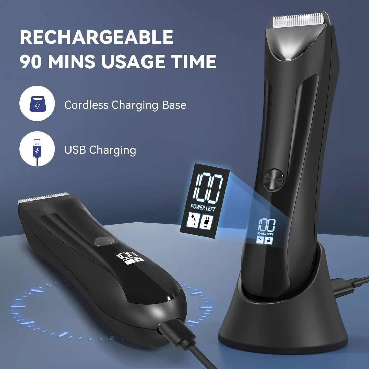 QDKVTNDJZ Hair Clippers for Men, Electric Body Trimmer Shaver Waterproof Groin for Ball USB Recharge Dock Grooming Kit Beauty and Personal Care QDKVTNDJZ