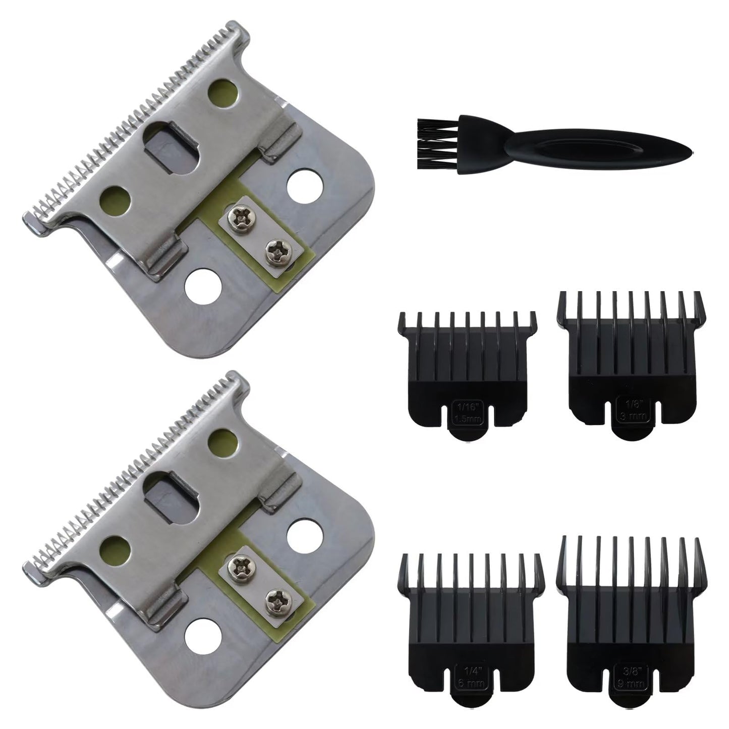 2 Pack Blades for Andis T-Outliner Trimmer, for GTX Replacement Blade with Brush, Steel T Blade Set with 4 Guards Guides for Hair Clippers Model Beauty and Personal Care GRABOTE