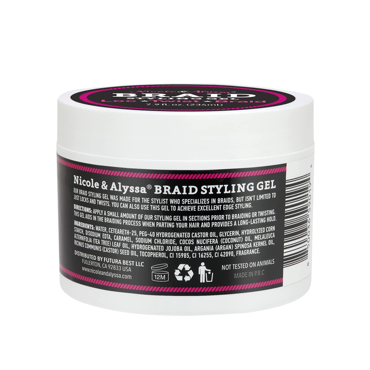 Nicole & Alyssa - Braiding Gel 7.9oz - No Flakes or Buildup, Perfect for Braids, Locs & Twists, Extra Hold, Frizz Control, Moisturizing Care Beauty & Personal Care Nicole & Alyssa