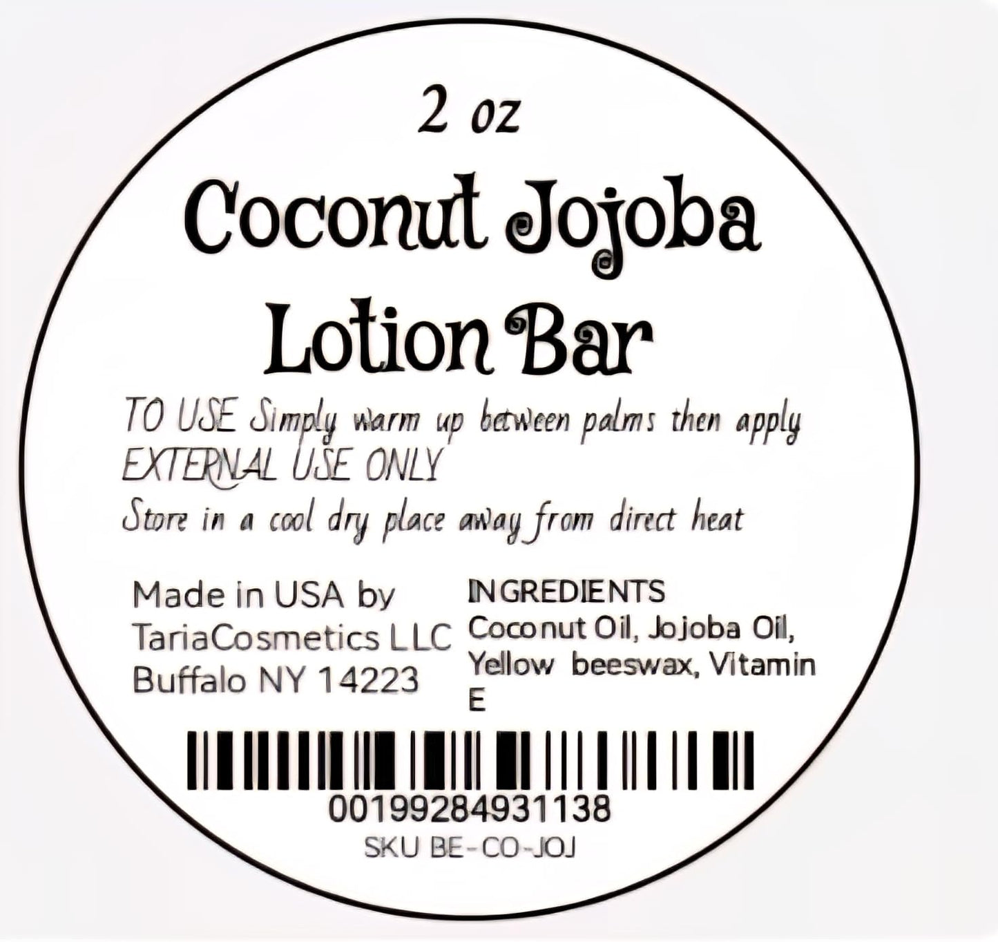 TariaCosmetics Coconut Jojoba Lotion Bar, Organic Coconut and Jojoba Oil for Soft, Supple Skin Beauty & Personal Care TariaCosmetics