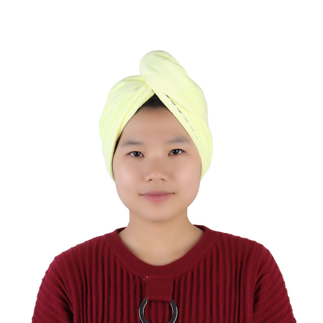Ruilogod Microfiber Shower Bathing Triangle Shaped Button Closure Dry Hair Cap Hat Yellow (id: c7d 114 0b4 333 eac Beauty and Personal Care Ruilogod