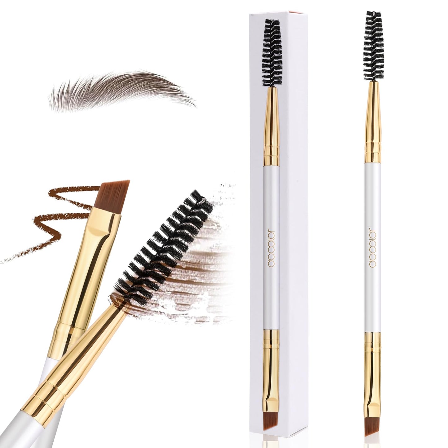 Docolor Duo Eyebrow Brush,Professional Angled Eye Brow Brush and Spoolie Brush Beauty and Personal Care docolor Default Title