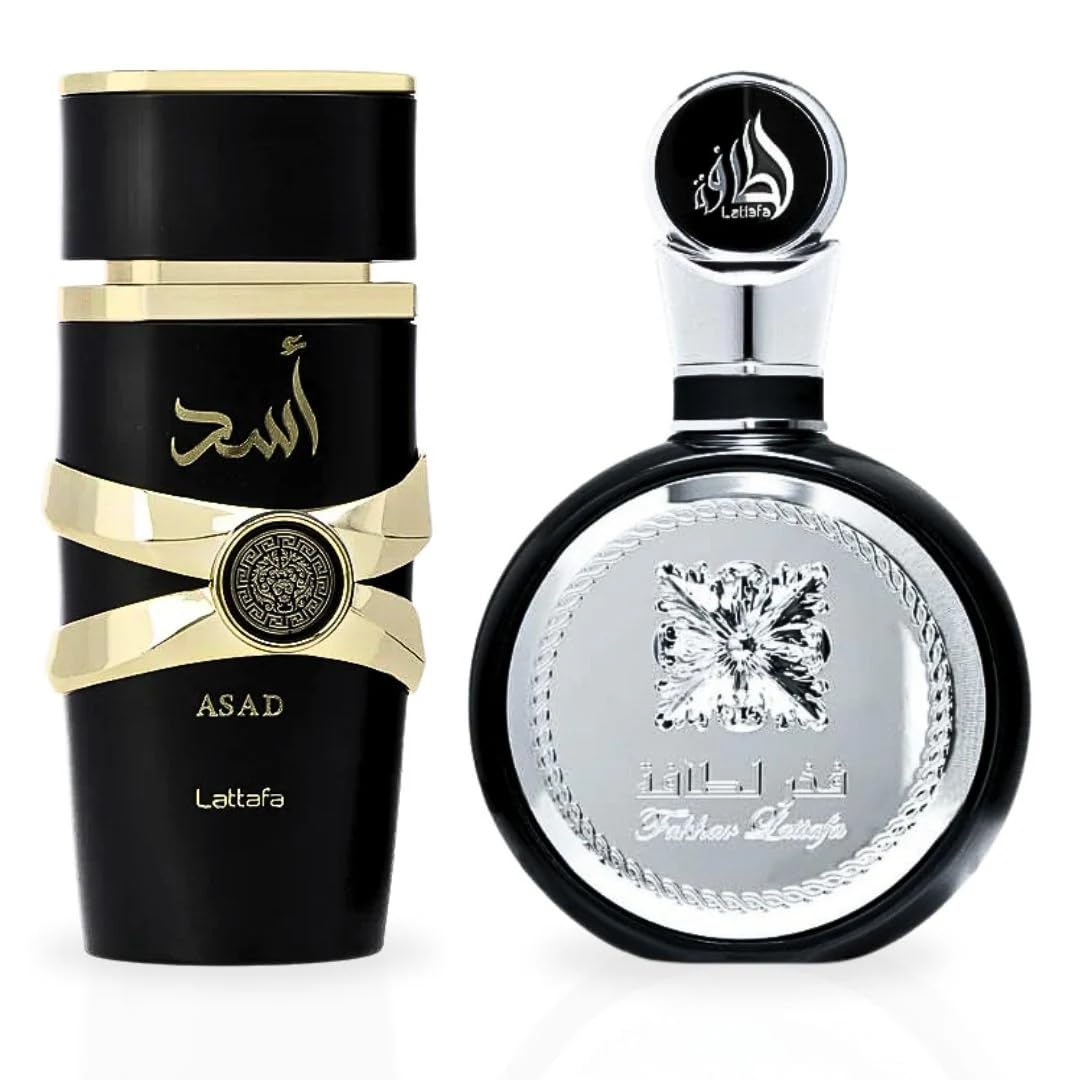 Lattafa Asad & Fakhar For Men Eau De Parfum 100ml Each (3.4 oz) | Long-Lasting Masculine Fragrance Set | Powerful Spicy, Woody, and Fresh Scents Beauty & Personal Care Lattafa