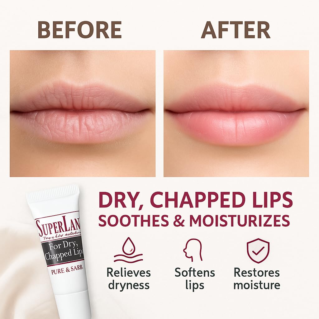 Lanolin Lip Balm 3 pack - Lip Repair for Hot/Dry Weather - Natural Lanolin Nipple Cream - Lip Moisturizer for cracked lips - Hydrating lip care Beauty & Personal Care superlan
