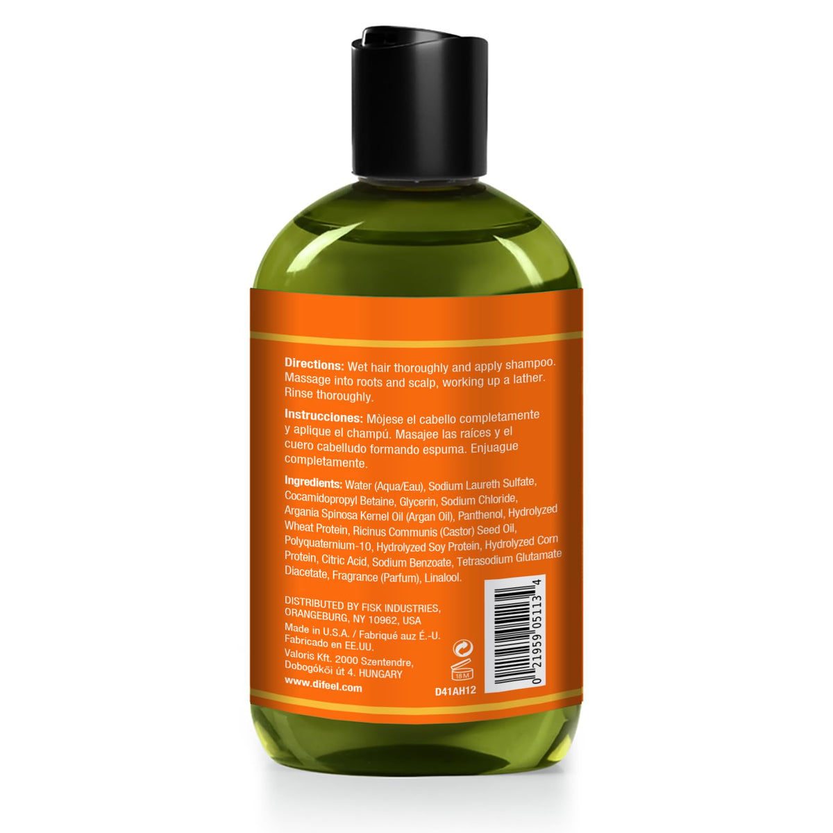 Difeel Argan Hydrating Shampoo 12 oz. - Argan Oil Shampoo, Natural Paraben Free Shampoo for Hair …