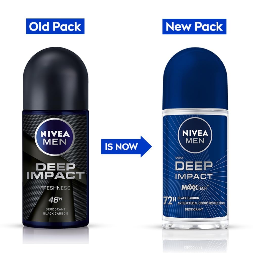 Deep Impact Freshness Roll-on Deodorant for Men, Fresh Scent, 50ml, Pack of 3 Beauty and Personal Care Metrey Herbotech