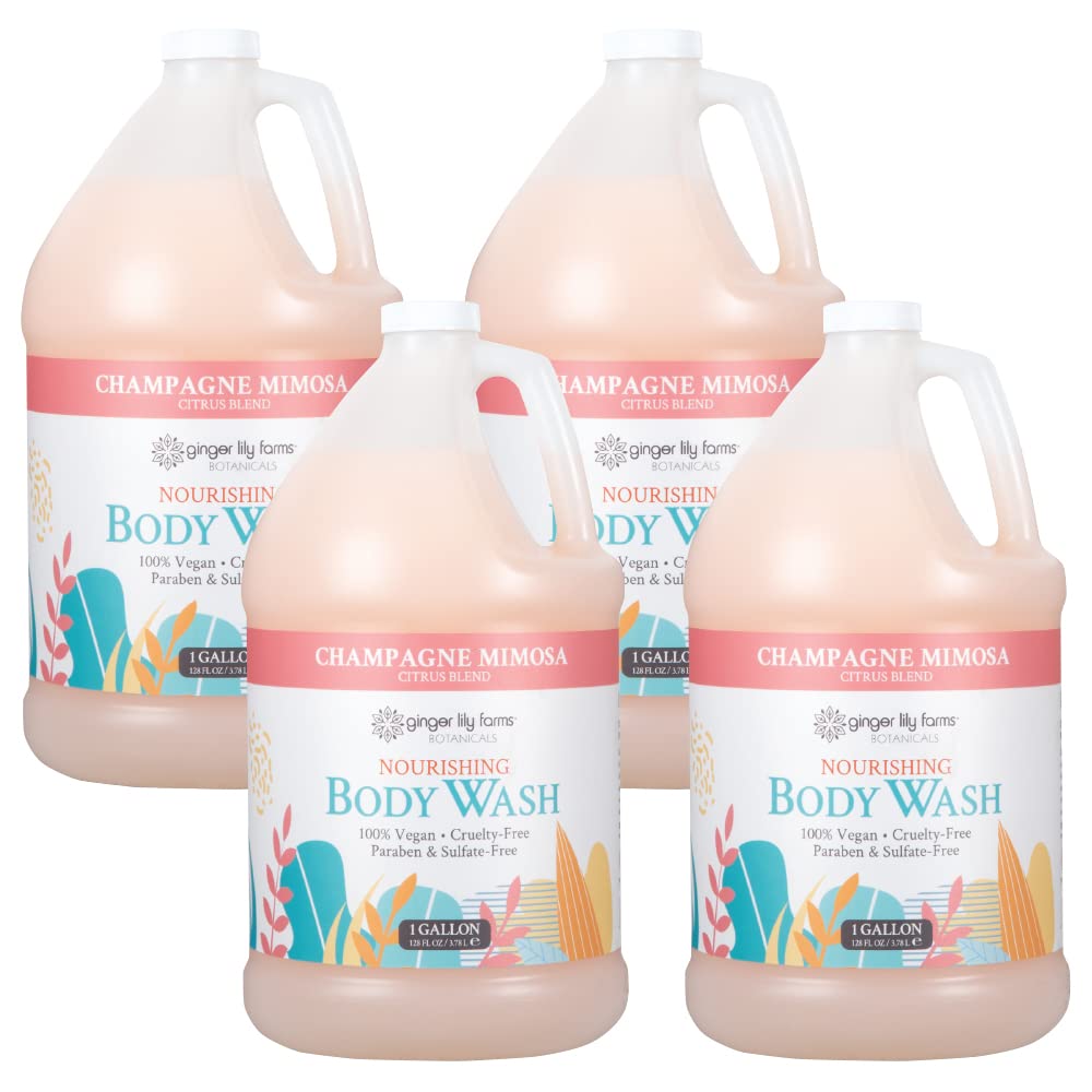 Ginger Lily Farms Botanicals Nourishing Body Wash, Champagne Mimosa, 100% Vegan & Cruelty-Free, Citrus Blend Scent, 1 Gallon Refill (Pack of 4) Beauty & Personal Care Ginger Lily Farms