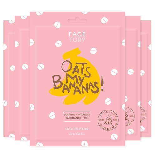 FACETORY K Beauty Face Mask Skin Care - OATS MY BANANAS CALMING Sheet Mask with Oat Extract | Milky Essence Soothes & Moisturizes (5 Pack) Beauty & Personal Care FACETORY