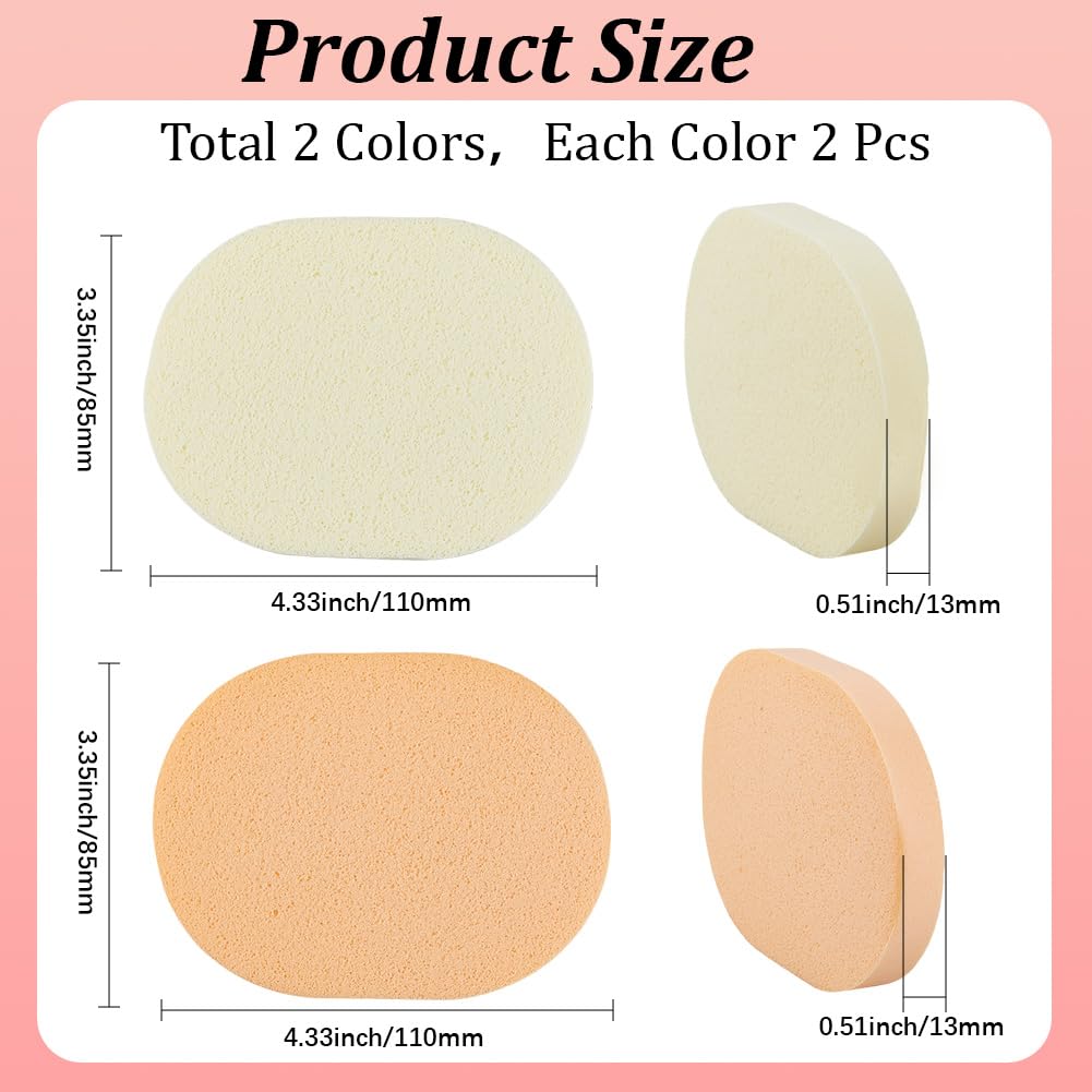 GORGECRAFT 4Pcs Face Washing Sponges Reusable Make-Up Remover Sponges Oval Facial Cleansing Sponge 2 Colors Make Up Sponges for Foundation Daily Beauty and Personal Care GORGECRAFT