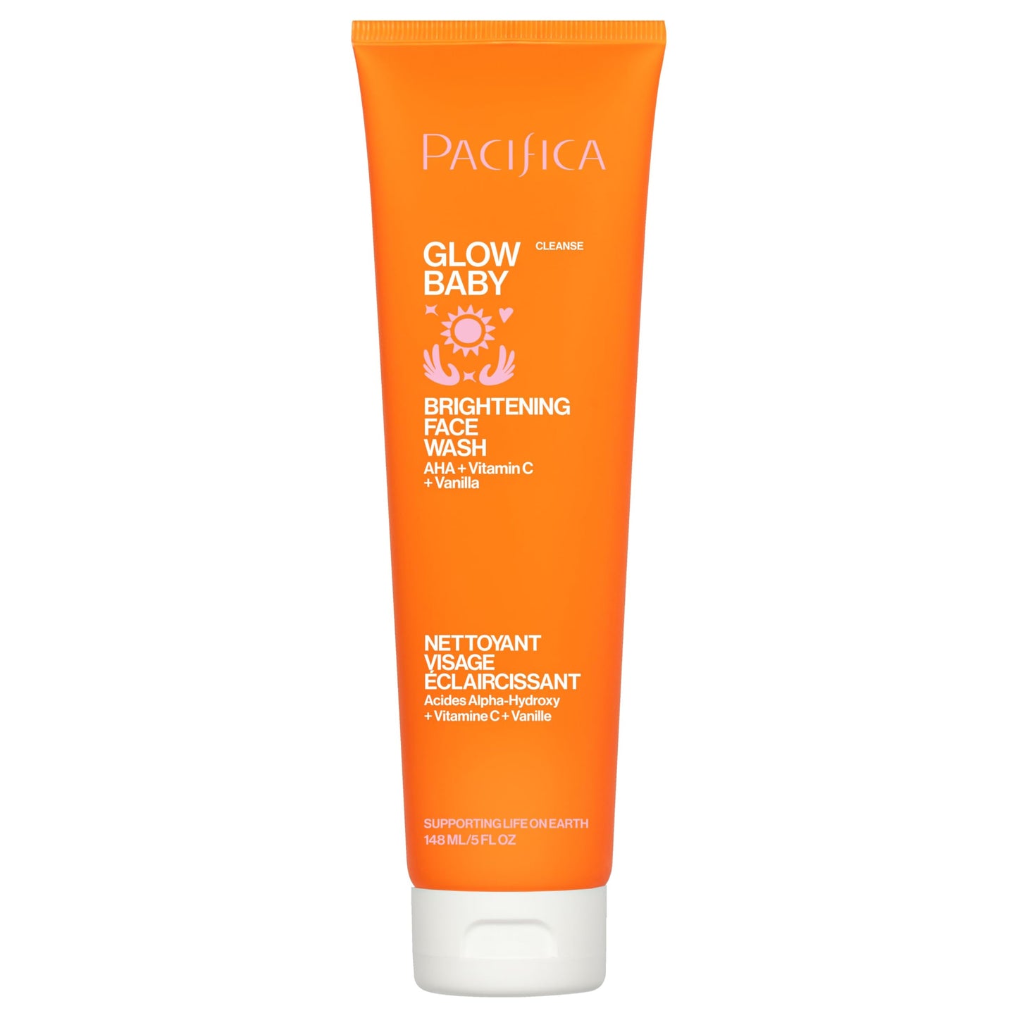 Pacifica Glow Baby Brightening Facial Cleanser 5oz - Vitamin C & Glycolic Acid (AHA) Face Wash for Radiance - Daily Cleanser for Anti-Aging Beauty & Personal Care Pacifica