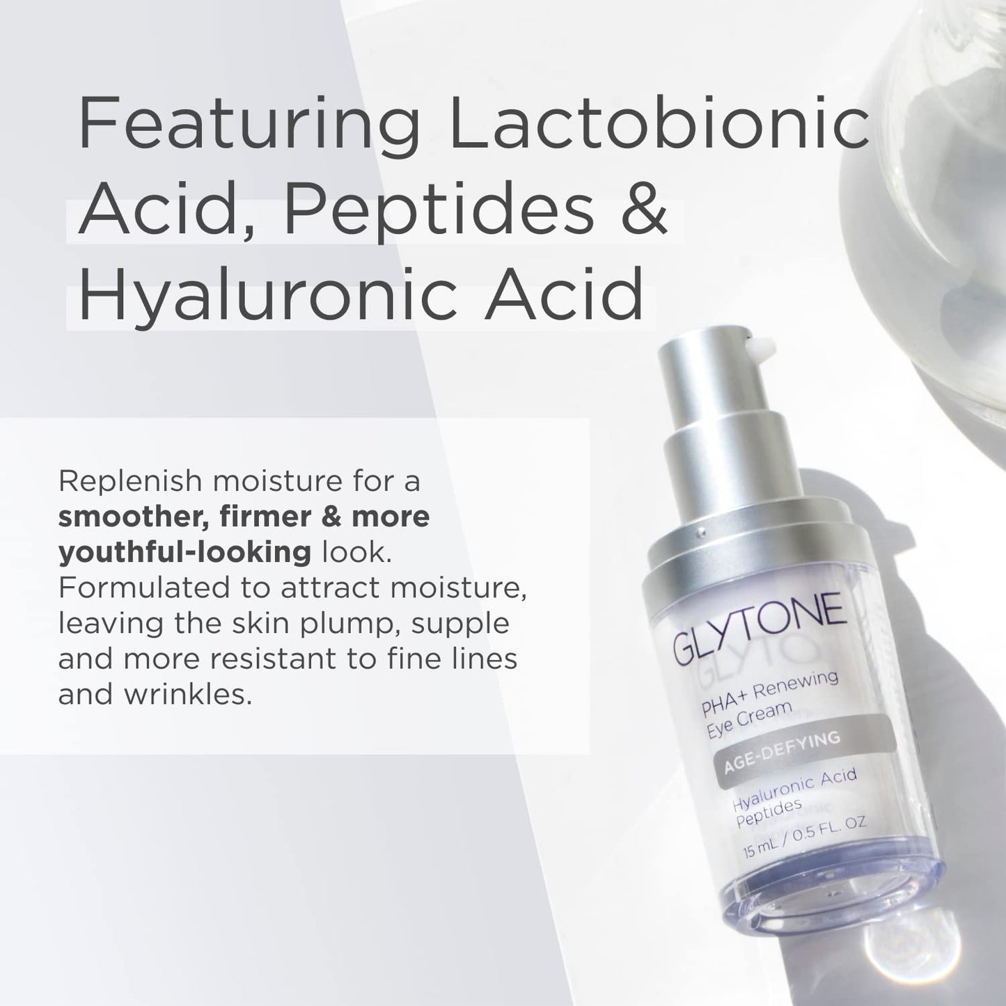 Glytone Age-Defying PHA+ Renewing Eye Cream for Wrinkles| Anti aging Under Eye Cream with Hyaluronic Acid Peptides| Targets Puffiness, Bags, Wrinkles Beauty & Personal Care GLYTONE