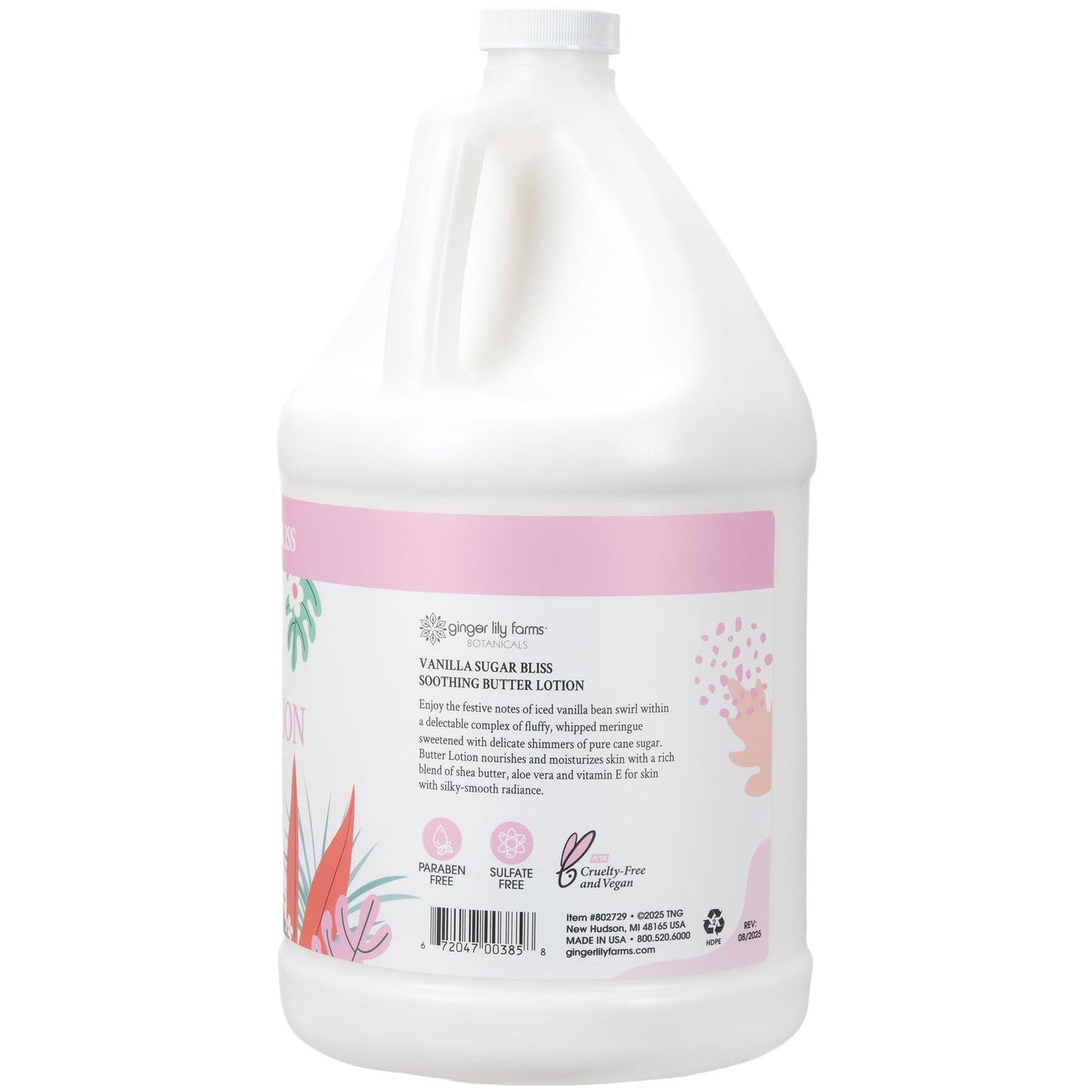 Ginger Lily Farms Botanicals Soothing Butter Lotion for Dry Skin, 100% Vegan & Cruelty-Free, Vanilla Sugar Bliss Scent, 1 Gallon (128 fl oz) Refill Beauty & Personal Care Ginger Lily Farms
