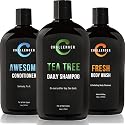 Challenger Men’s Tea Tree Shampoo, Conditioner, & Fresh Body Wash Trio, 3X 16 Oz Bottles | Sulfate Free w/Vitamins, Argan Oil, Biotin | Keratin Beauty & Personal Care Challenger
