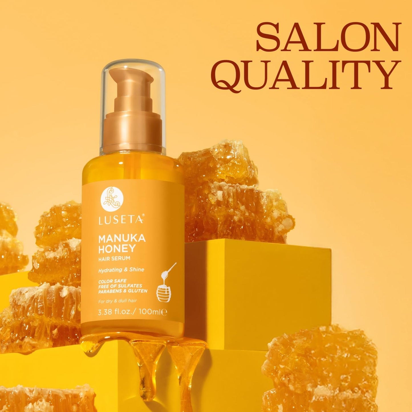 Luseta Manuka Honey Hair Oil Hydrates Dry Hair and Adds Shine & Softness to Dull Hair Nourishing Oil with Honey & Argan Oil, Frizz Control 3.38oz Beauty & Personal Care L LUSETA