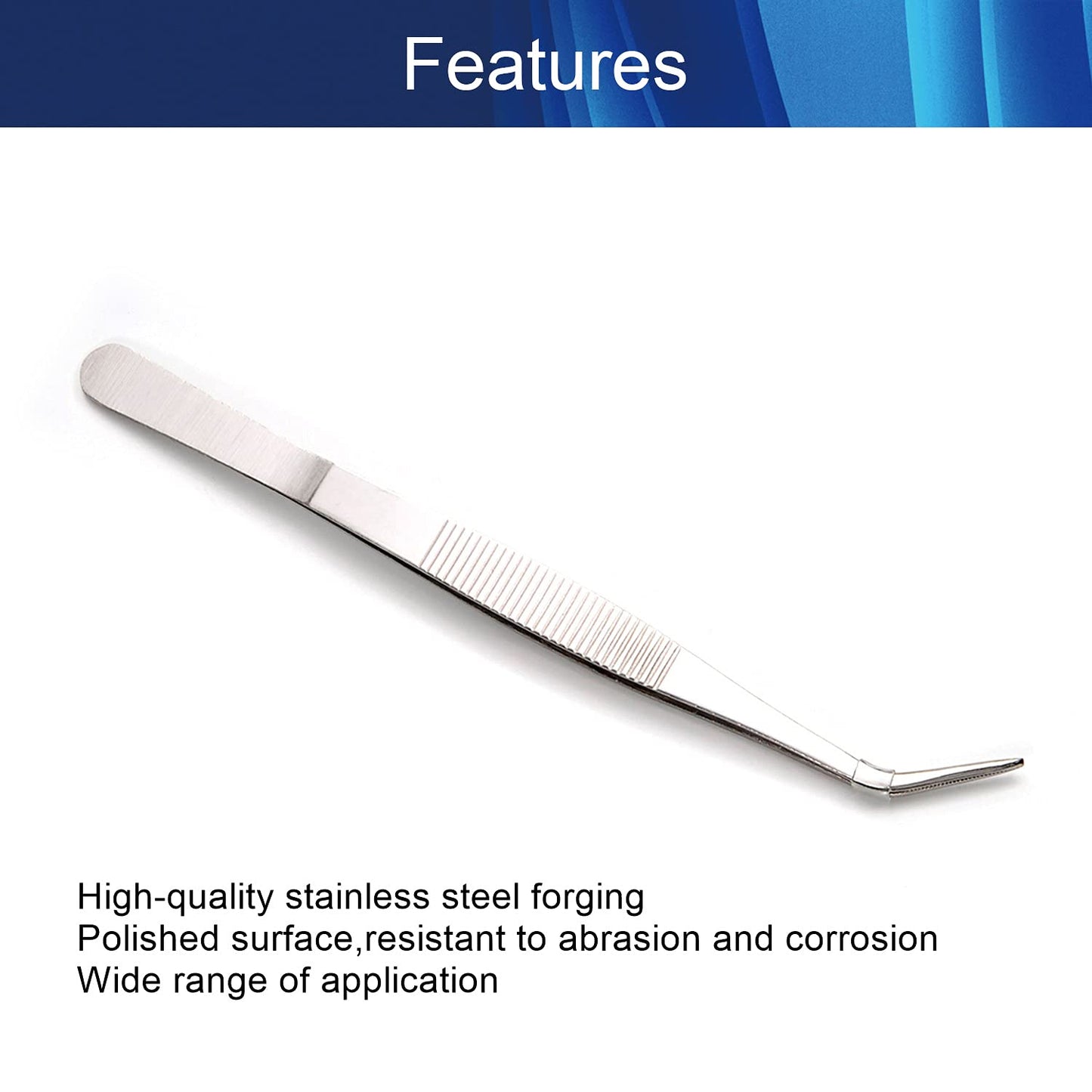 Hegebeck Stainless Steel Tweezers, 200mm 430 Multi Purpose Curved Tweezer, for Facial Ingrown Hairs Splinter Remover, Plants, Daily Beauty Tool Beauty and Personal Care Hegebeck