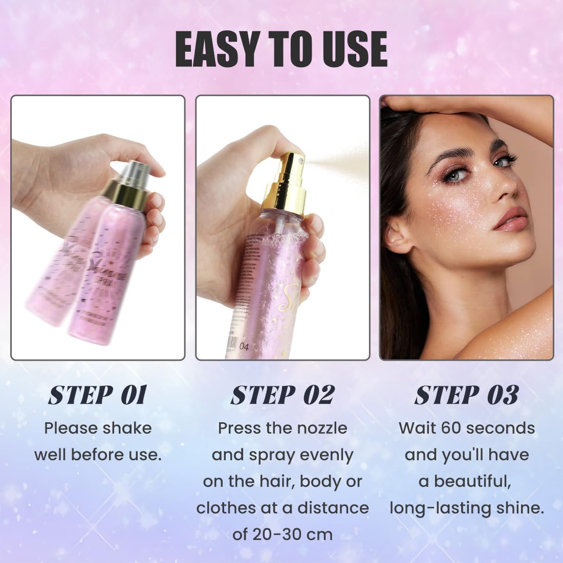 Glitter Spray for Hair and Body, Glitter Body Spray, Glitter Spray for Clothes, Quick-Drying Waterproofing Body Shimmer Suitable for Festival Rave Beauty & Personal Care ZENTANMEI