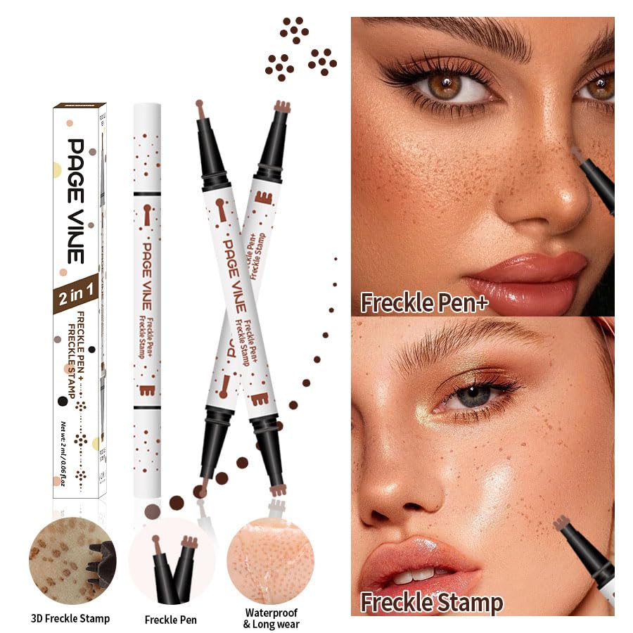 TAIKELOP Dual-Ended Freckle Stamp Pen - Realistic Faux Freckles Makeup with Soft Sponge Stamp & Precision Tip - Waterproof Long-Lasting Freckle Marker Beauty & Personal Care TAIKELOP