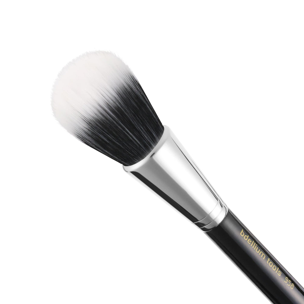 Bdellium Tools Professional Makeup Brush - Maestro Series 958 Duo Fiber Powder - With Soft Synthetic Fibers, For Blending Powder (Black, 1pc)
