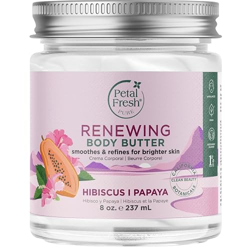Petal Fresh Pure Renewing Hibiscus & Papaya Body Butter, Organic Coconut Oil, Argan Oil, Shea Butter, Skin Softening, For all Skin Types, Natural Beauty & Personal Care Petal Fresh