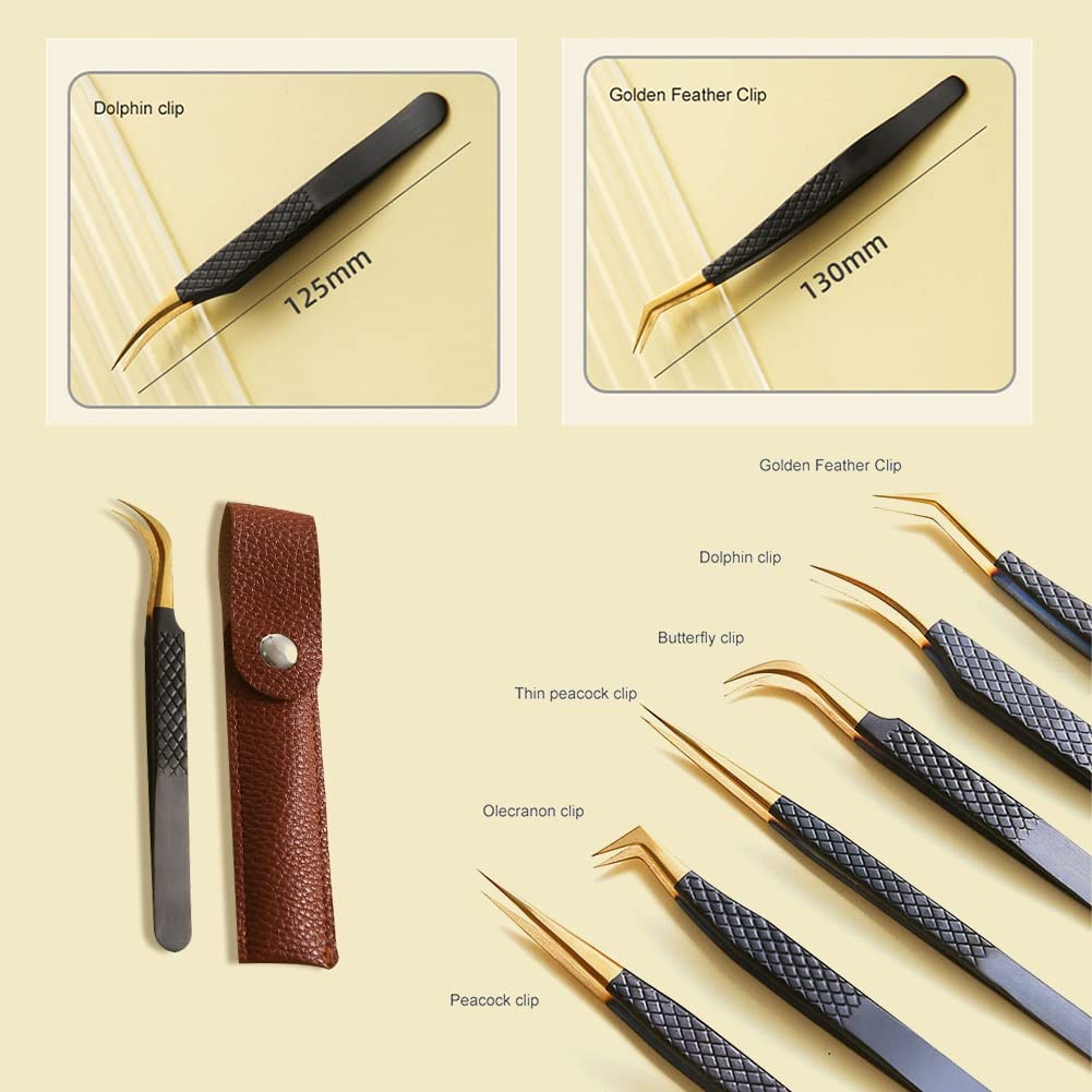 Volume Eyelash Tweezers Professional Stainless Steel Eyebrow Tweezers Clip Individual Curved Strip Lash Extension Supplies Beauty and Personal Care NSUQOA
