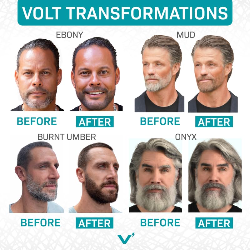 VOLT Grooming Temporary Instant Beard Color for Men, Quick Drying Plant-Based Brush On Beard, Mustache & Eyebrow Color, Sensitive Skin Safe, Burnt Beauty & Personal Care VOLT