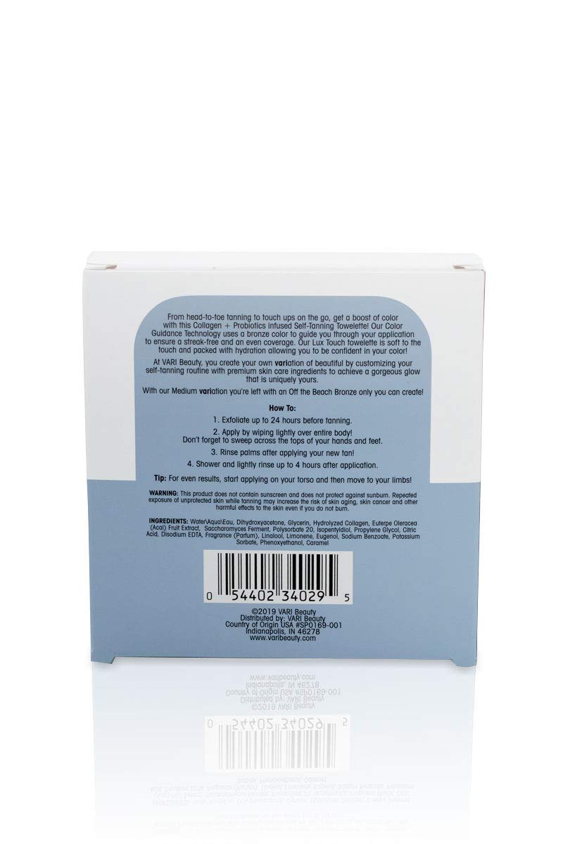 Vari Beauty Self-Tanning Towelettes (4" x 4") with Collagen and Probiotics | Imparts an Off-the-Beach Bronze Look | Quick Drying and Streak Free | Beauty & Personal Care Australian Gold