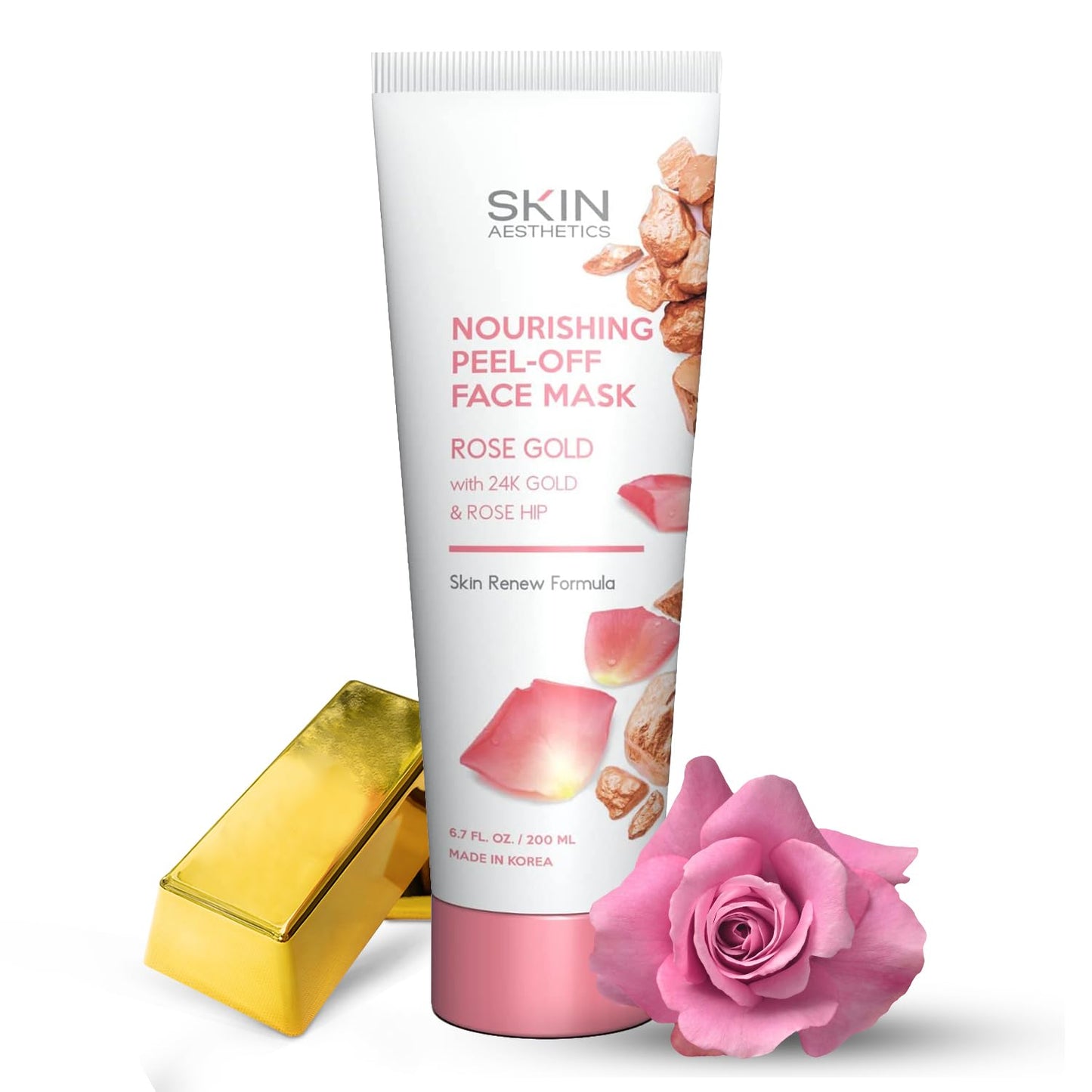 Skin Aesthetics Rose Gold Peel-Off Face Mask - Unclogs Pores, Removes Oil & Dirt, Tightens Skin, Blackhead Remover - Dermatologist Tested Korean Beauty & Personal Care Skin Aesthetics