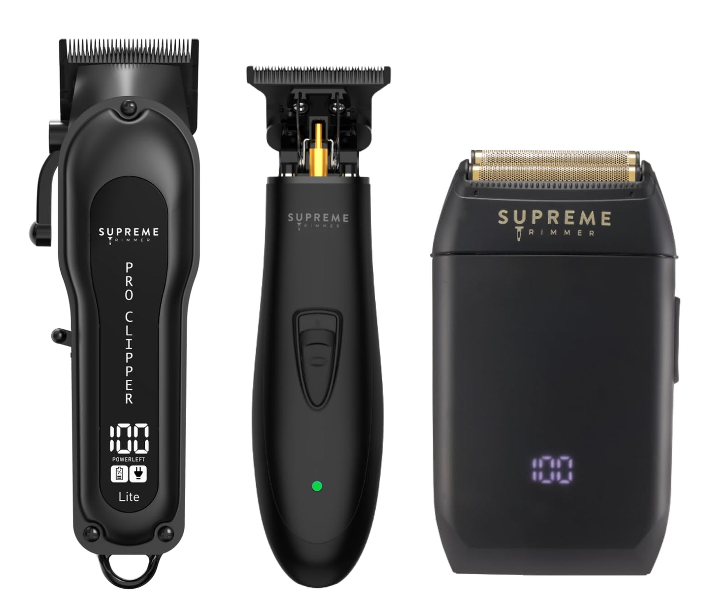 Supreme Trimmer 3-in-1 Barber Bundle - Pro Clipper Lite, T-Shaper Trimmer & Crunch Foil Shaver - Professional Beard Trimmer Men’s Hair Clipper Kit Beauty and Personal Care Supreme Trimmer