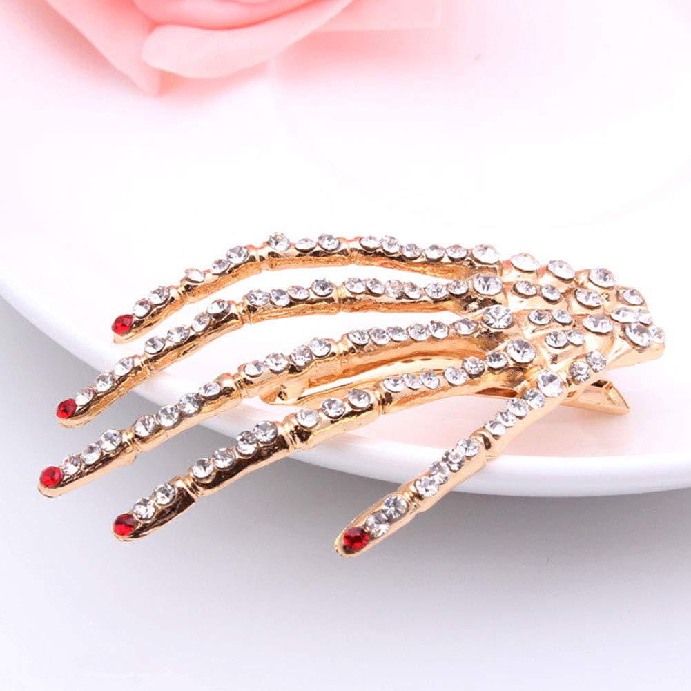 2Pcs Alloy Rhinestone Skeleton Claws Skull Hand Hair Clip Hairpin Zombie Punk Horror Bobby Claw Barrette Fashion Hair Accessories For Women Cosplay Beauty & Personal Care Suoirblss