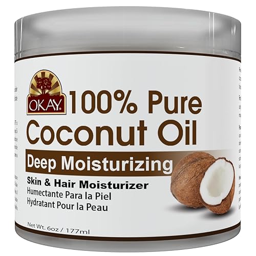 OKAY 100% Pure Coconut Oil for Hair & Skin - Coconut Oil for Women & Men, Perfect for Hair & body, Natural Massage Oil & Moisturizer - 6 fl oz Jar Beauty & Personal Care OKAY
