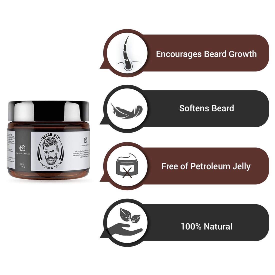 The Man Company Beard Care Kit with Beard Growth Oil, Beard Wash/Shampoo, Beard Wax with Almond & Thyme - 100% Natural Oil - Paraben & SLS Free Beauty and Personal Care The Man Company