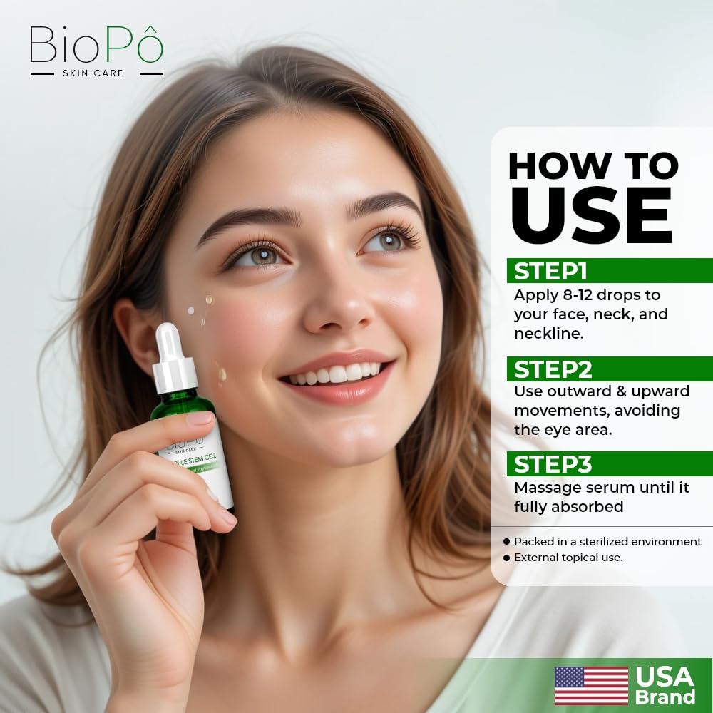 Apple Stem Cell Anti Aging Serum, Rejuvenates Skin, Reduces Acne Scars, Diminishes Fine Lines and Wrinkles, Hydrates Skin, For Radiant and Youthful Beauty & Personal Care BioPo