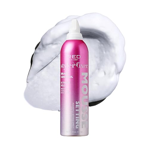 Red by Kiss Setting Mousse Braid Frizz Control, Curl Definition, Shine, Maximize Volume, Ultimate Hold, Long Lasting, Non Sticky Creamy Foam Style Beauty & Personal Care Red by Kiss