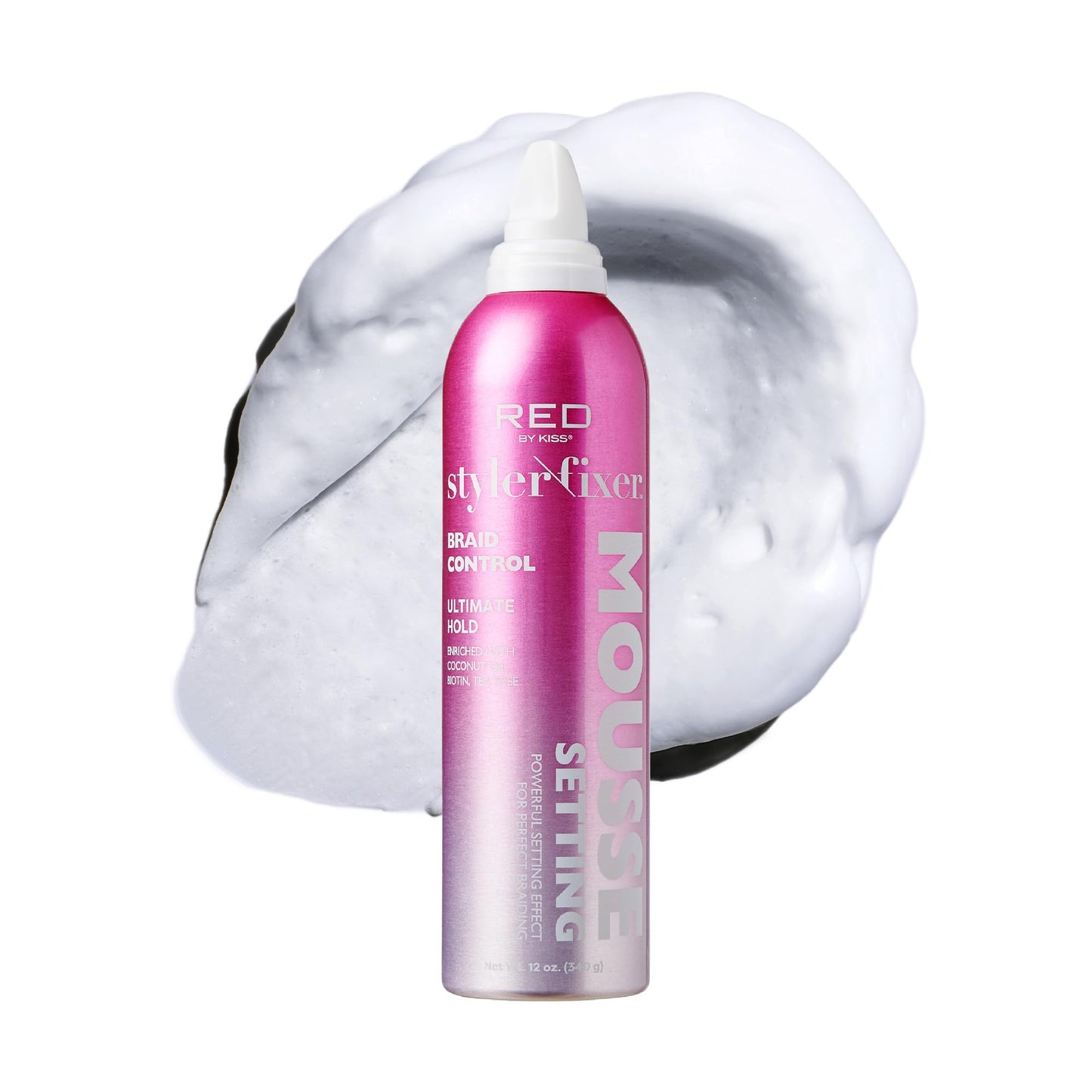 Red by Kiss Setting Mousse Braid Frizz Control, Curl Definition, Shine, Maximize Volume, Ultimate Hold, Long Lasting, Non Sticky Creamy Foam Style Beauty & Personal Care Red by Kiss