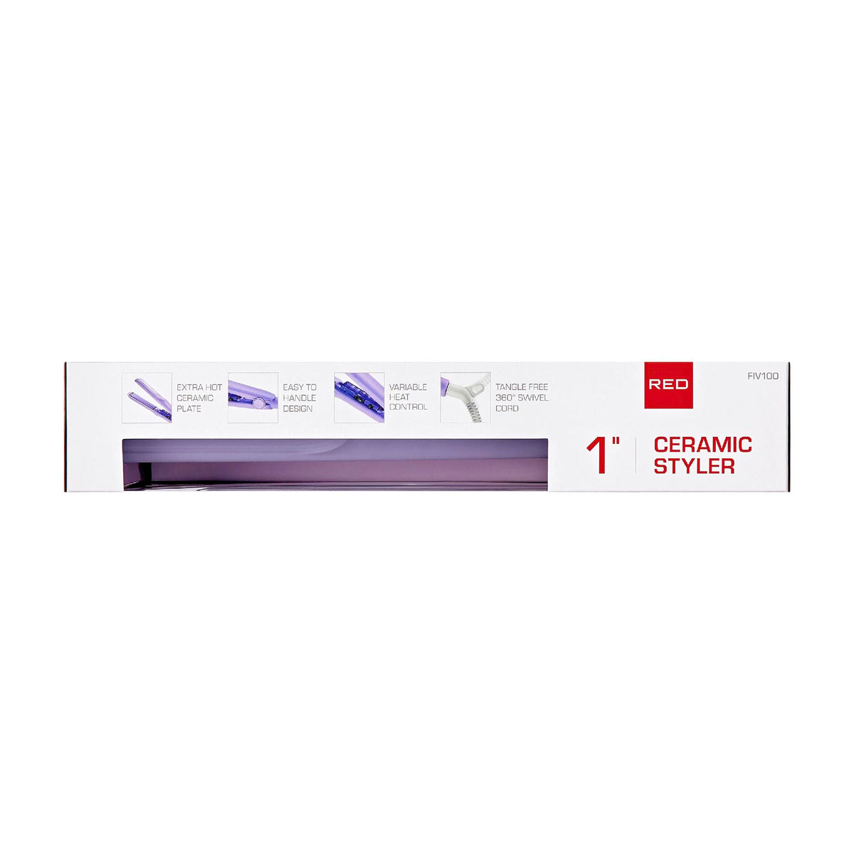 Red by Kiss 1" Ceramic Styler Flat Iron, Up to 450 F Variable Heat Settings for Silky Smooth Hair, Professional Ceramic Plates, Tangle-Free Swivel