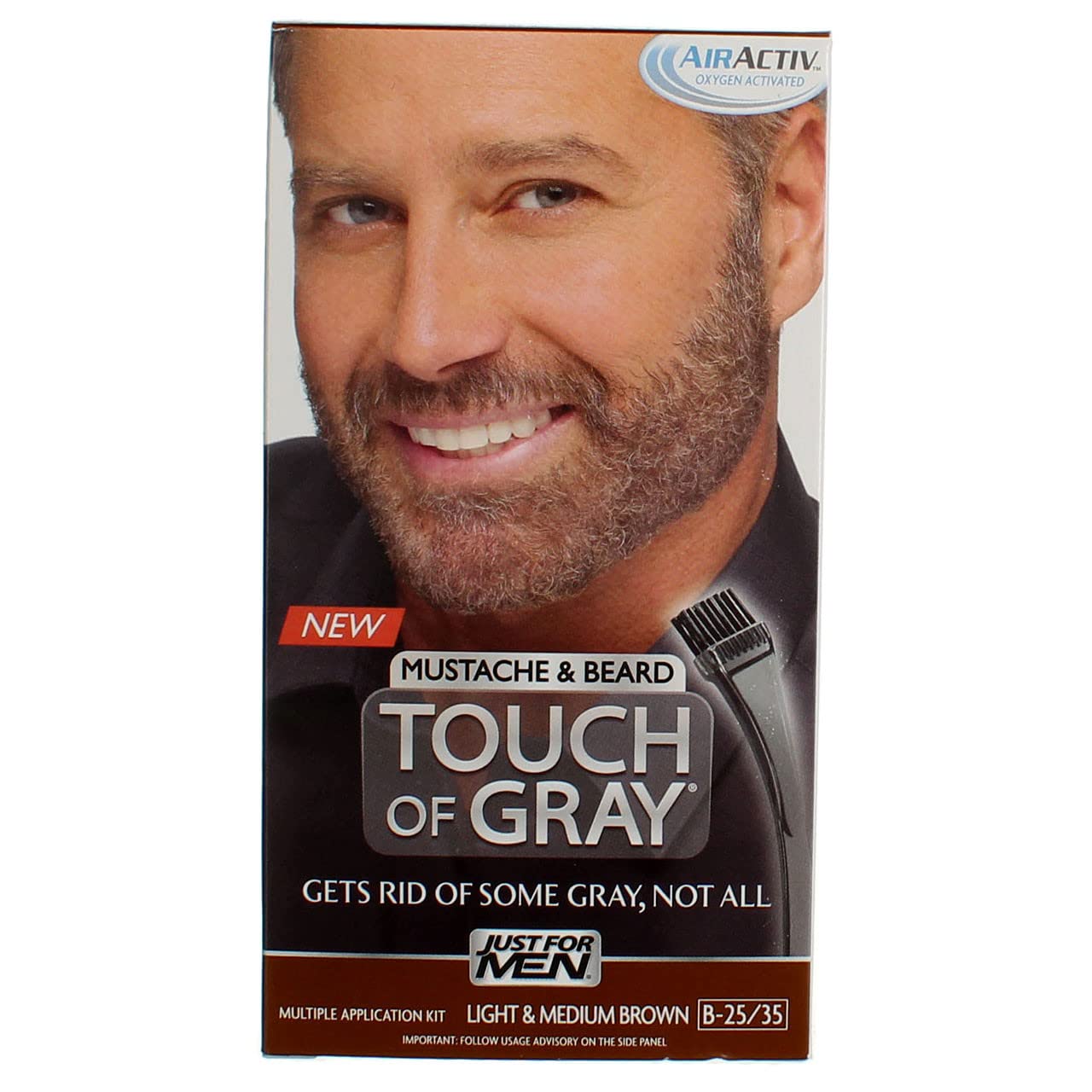 JUST FOR MEN Touch of Gray Hair Color, Mustache & Beard Kit, Light & Medium Brown B-25/35, 1 ea (Pack of 4) Beauty & Personal Care Just for Men