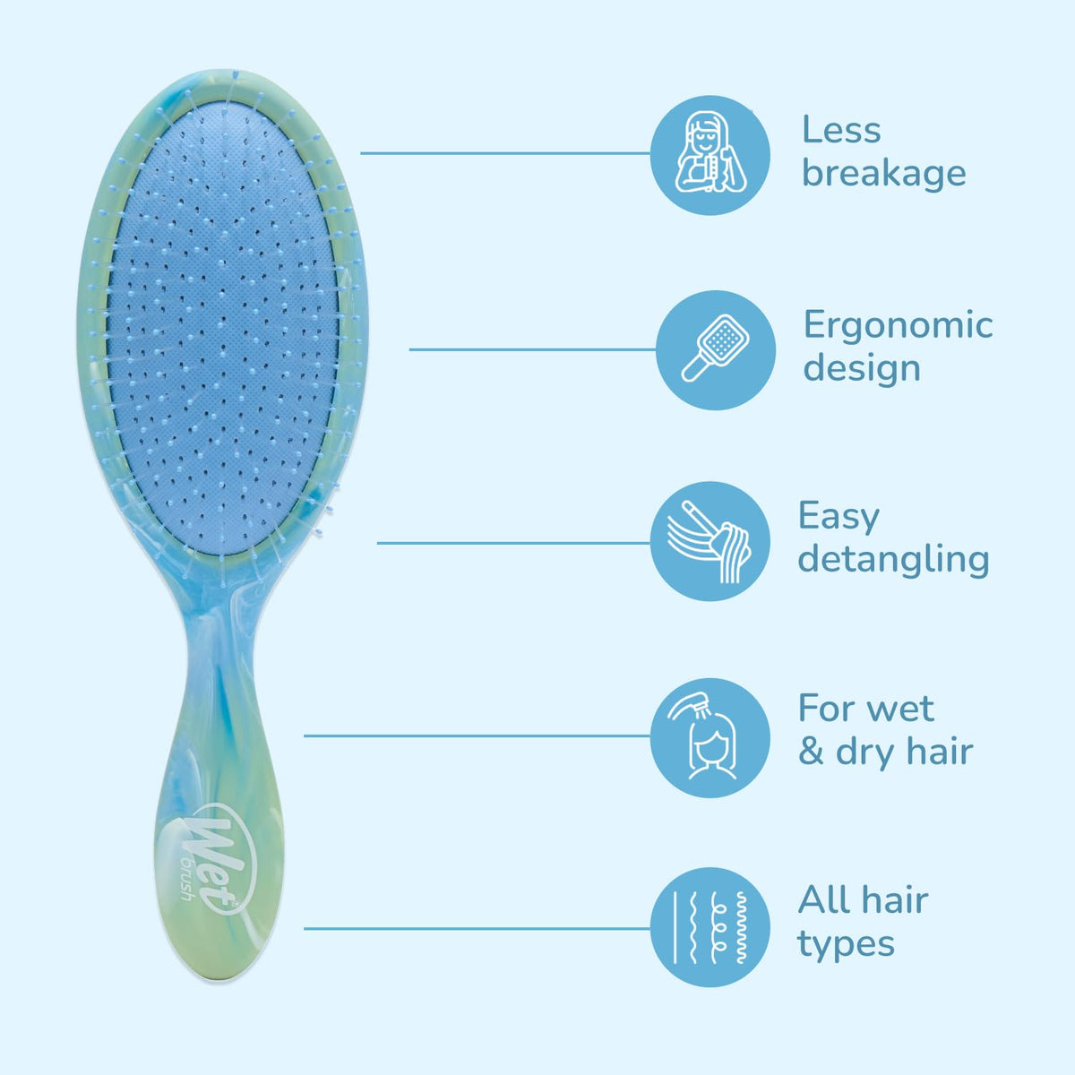Wet Brush Original Detangler, Green (Matte Marble), Ultra-Soft IntelliFlex Bristles Glide Through Tangles, Detangling Hair Brush (Wet & Dry), Women &