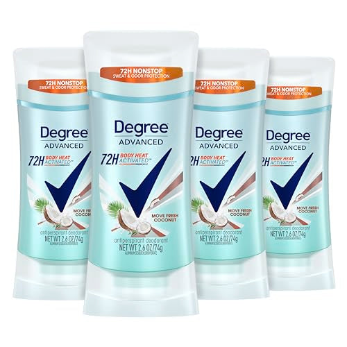 Degree Antiperspirant Deodorant 72-Hour Sweat & Odor Protection Fresh Coconut Deodorant for Women with MotionSense Technology 2.6 oz, Pack of 4 Beauty and Personal Care Degree
